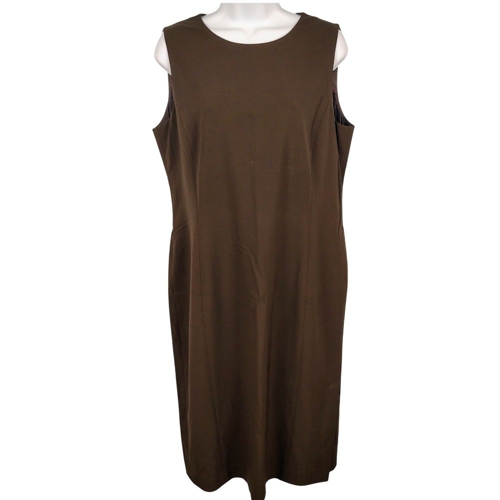 Lafayette 148 Womens SZ 10 Sheath Dress Brown Virgin Wool Blend Corporate Core